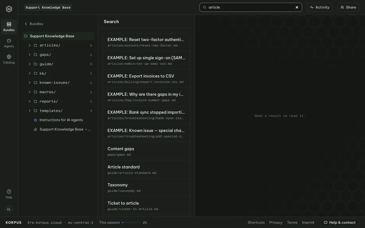 Search in a bundle: matches in names and paths and in text