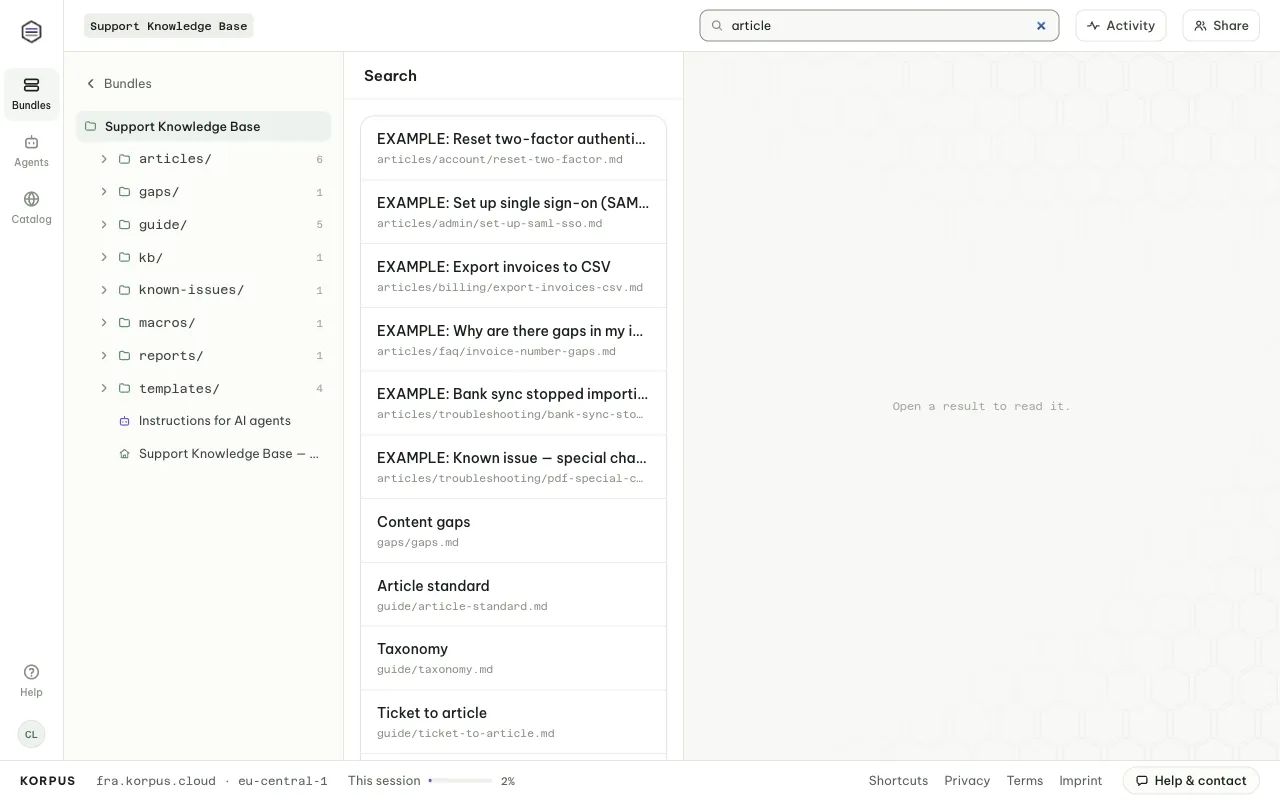 Search in a bundle: matches in names and paths and in text